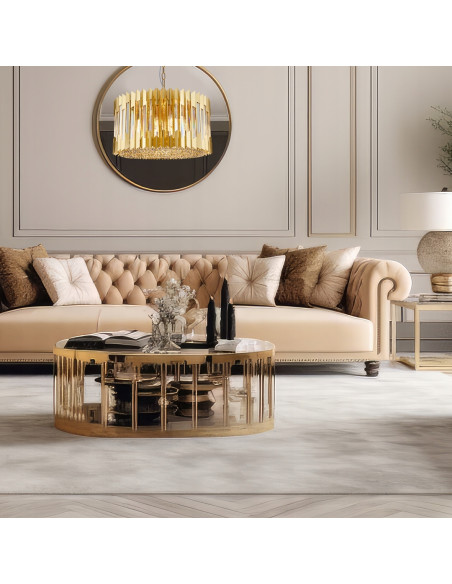 Milagro RITZ Gold – złoty żyrandol kryształowy 12-punktowy glamour do salonu 54 cm