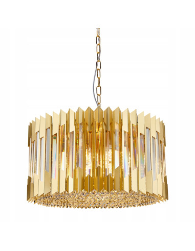 Milagro RITZ Gold – złoty żyrandol kryształowy 12-punktowy glamour do salonu 54 cm