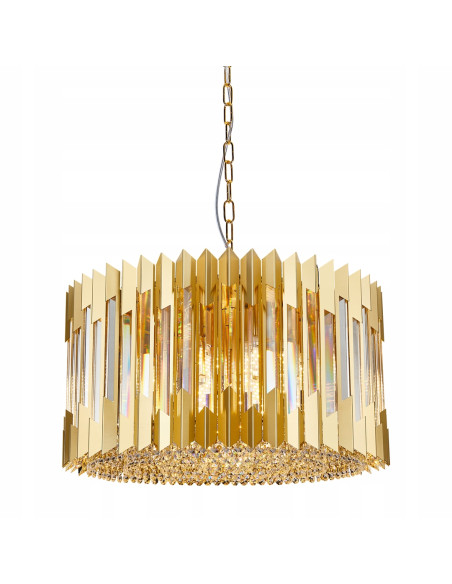 Milagro RITZ Gold – złoty żyrandol kryształowy 12-punktowy glamour do salonu 54 cm