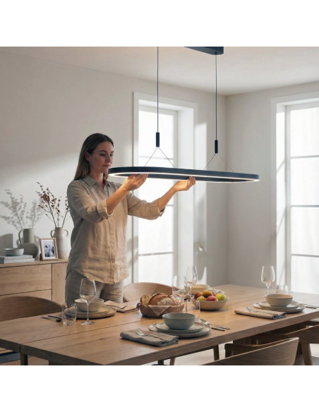 Lampa wisząca LAYLA 150 cm LED 3000K biała z możliwością ściemniania aluminiowa do salonu i kuchni