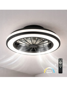 Plafon LED Milagro Blast 24W z wentylatorem 15W, pilot, CCT, biały/czarny