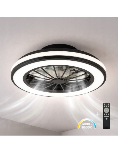 Plafon LED Milagro Blast 24W z wentylatorem 15W, pilot, CCT, biały/czarny