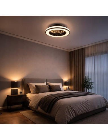 Plafon LED Milagro Blast 24W z wentylatorem 15W, pilot, CCT, biały/czarny