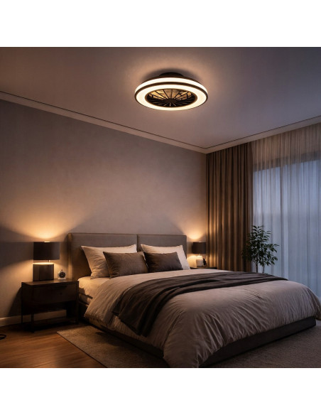 Plafon LED Milagro Blast 24W z wentylatorem 15W, pilot, CCT, biały/czarny