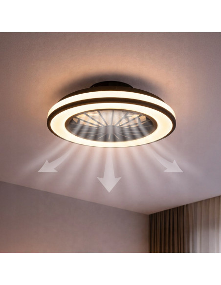 Plafon LED Milagro Blast 24W z wentylatorem 15W, pilot, CCT, biały/czarny