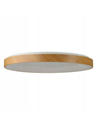 Plafon LED AZzardo Santana 80 cm okrągły drewniany, CCT, pilot w zestawie