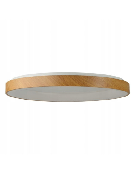 Plafon LED AZzardo Santana 80 cm okrągły drewniany, CCT, pilot w zestawie