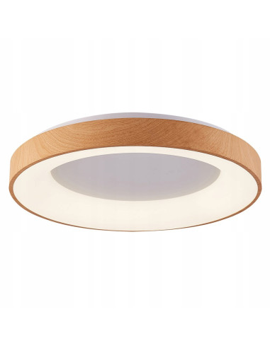 Plafon LED AZzardo Santana 80 cm okrągły drewniany, CCT, pilot w zestawie