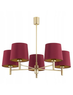 Lampa wisząca Argon Ponte Plus 5xE27 czerwona ze złotym wykończeniem glamour 2