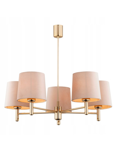 Lampa wisząca PONTE Plus 5xE27 beżowa ze złotymi elementami 71 cm Argon
