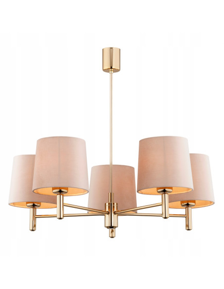 Lampa wisząca PONTE Plus 5xE27 beżowa ze złotymi elementami 71 cm Argon