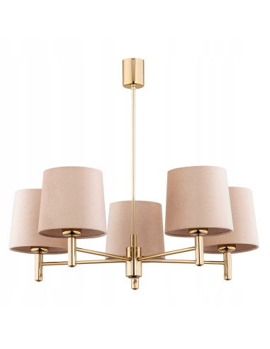 Lampa wisząca PONTE Plus 5xE27 beżowa ze złotymi elementami 71 cm Argon