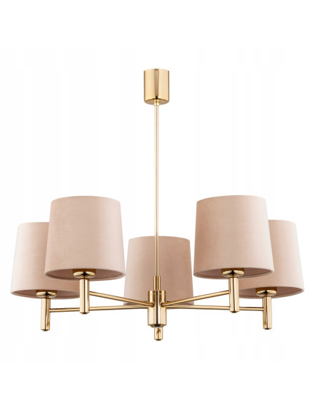 Lampa wisząca PONTE Plus 5xE27 beżowa ze złotymi elementami 71 cm Argon