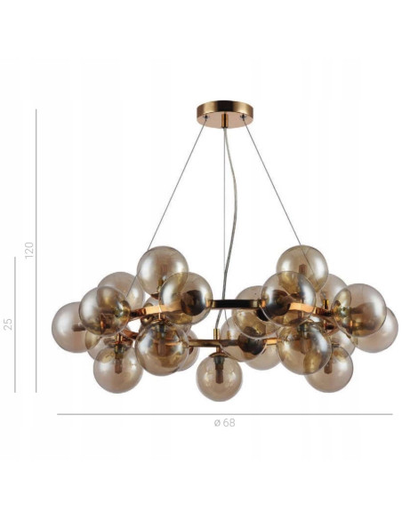 Lampa wisząca Cabella złota ze szklanymi kulami G9 25x28W
