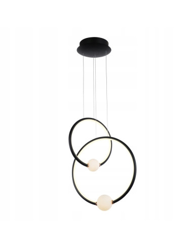 Lampa wisząca LED Lozanna 130 cm czarna, pierścienie, szkło mleczne, Italux