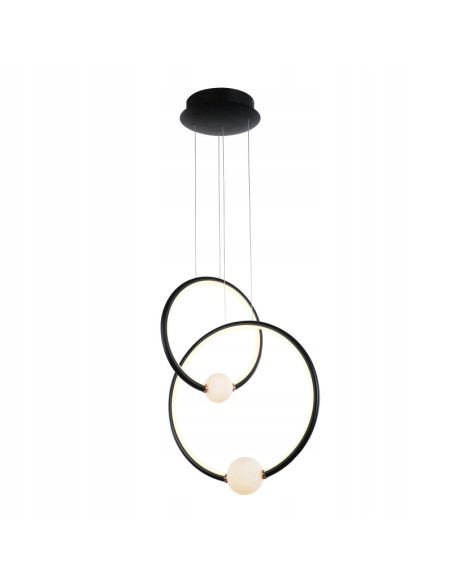 Lampa wisząca LED Lozanna 130 cm czarna, pierścienie, szkło mleczne, Italux