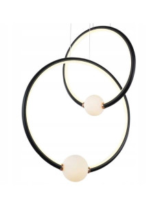 Lampa wisząca LED Lozanna 130 cm czarna, pierścienie, szkło mleczne, Italux 2