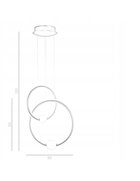 Lampa wisząca LED Lozanna 130 cm czarna, pierścienie, szkło mleczne, Italux