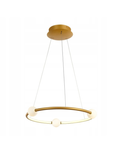 Lampa wisząca LED Lozanna złota 3 kule szklane na okręgu 64 cm Italux