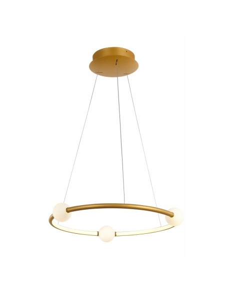 Lampa wisząca LED Lozanna złota 3 kule szklane na okręgu 64 cm Italux