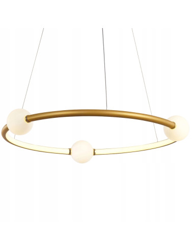 Lampa wisząca LED Lozanna złota 3 kule szklane na okręgu 64 cm Italux