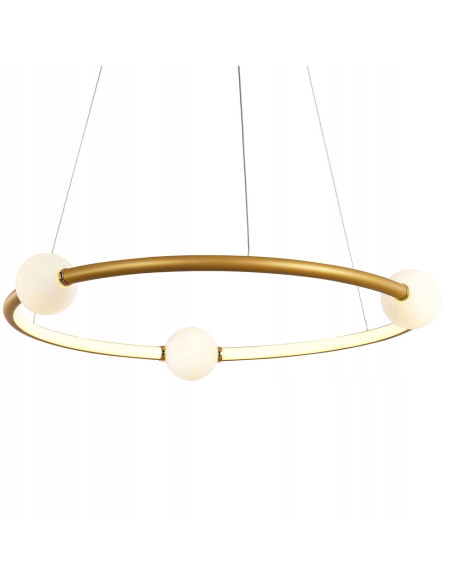 Lampa wisząca LED Lozanna złota 3 kule szklane na okręgu 64 cm Italux