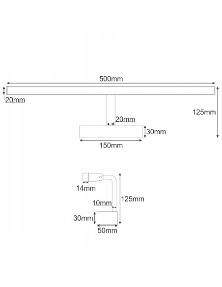 Kinkiet LED ProVero TERRA 12W 50 cm czarny, światło neutralne