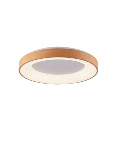 Plafon LED AZzardo SANTANA 60 cm drewno biały okrągły z pilotem CCT