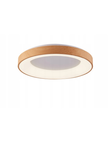 Plafon LED AZzardo SANTANA 60 cm drewno biały okrągły z pilotem CCT