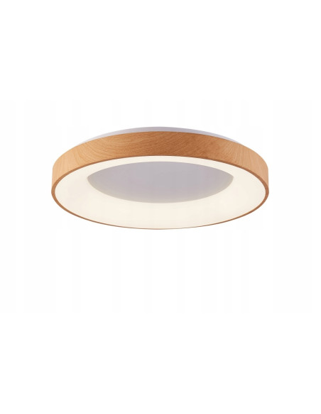 Plafon LED AZzardo SANTANA 60 cm drewno biały okrągły z pilotem CCT