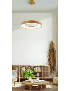AZzardo Santana Pendant 60 CCT lampa wisząca LED drewno/biały z pilotem