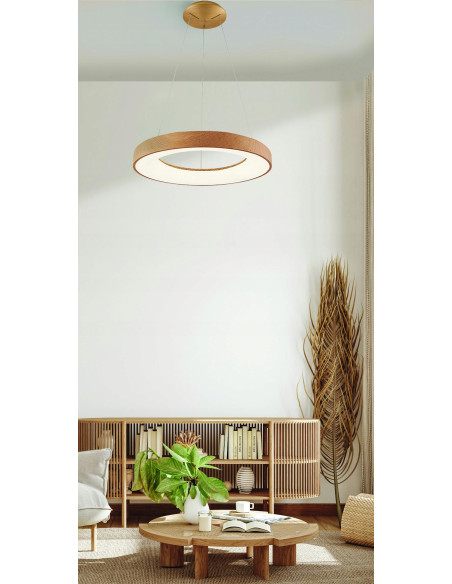 AZzardo Santana Pendant 60 CCT lampa wisząca LED drewno/biały z pilotem