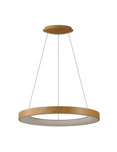 Lampa wisząca LED AZzardo SANTANA 80 cm drewno/biała CCT z pilotem