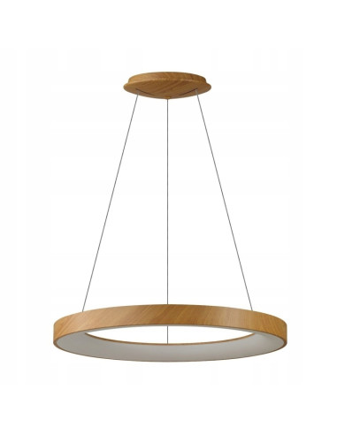 Lampa wisząca LED AZzardo SANTANA 80 cm drewno/biała CCT z pilotem