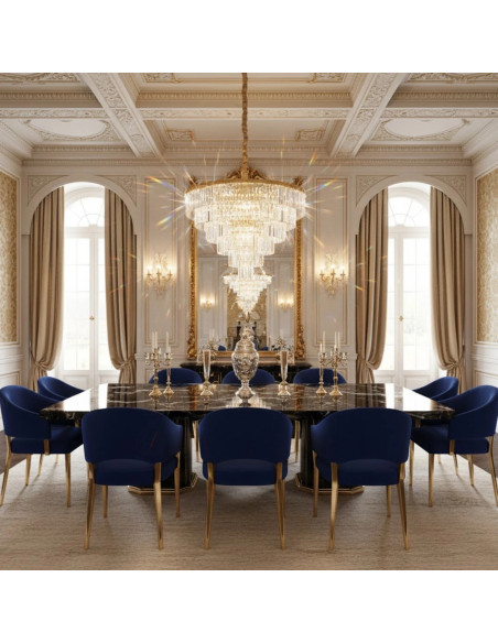 Lampa wisząca SPLENDORE 100 cm złota kryształowa E14 do salonu