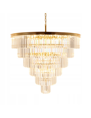 Lampa wisząca SPLENDORE 100 cm złota kryształowa E14 do salonu
