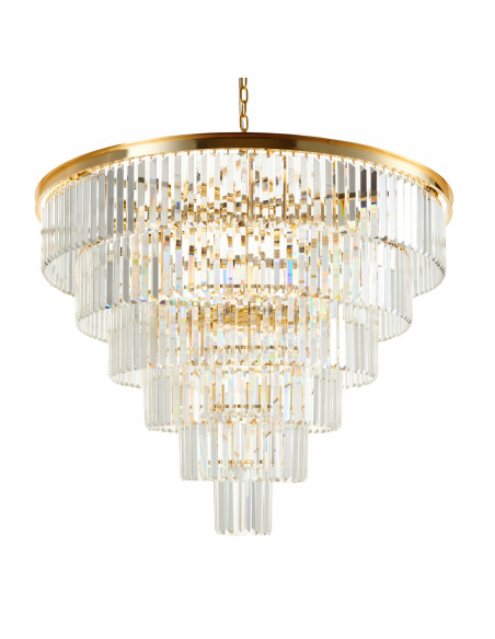 Lampa wisząca SPLENDORE 100 cm złota kryształowa E14 do salonu